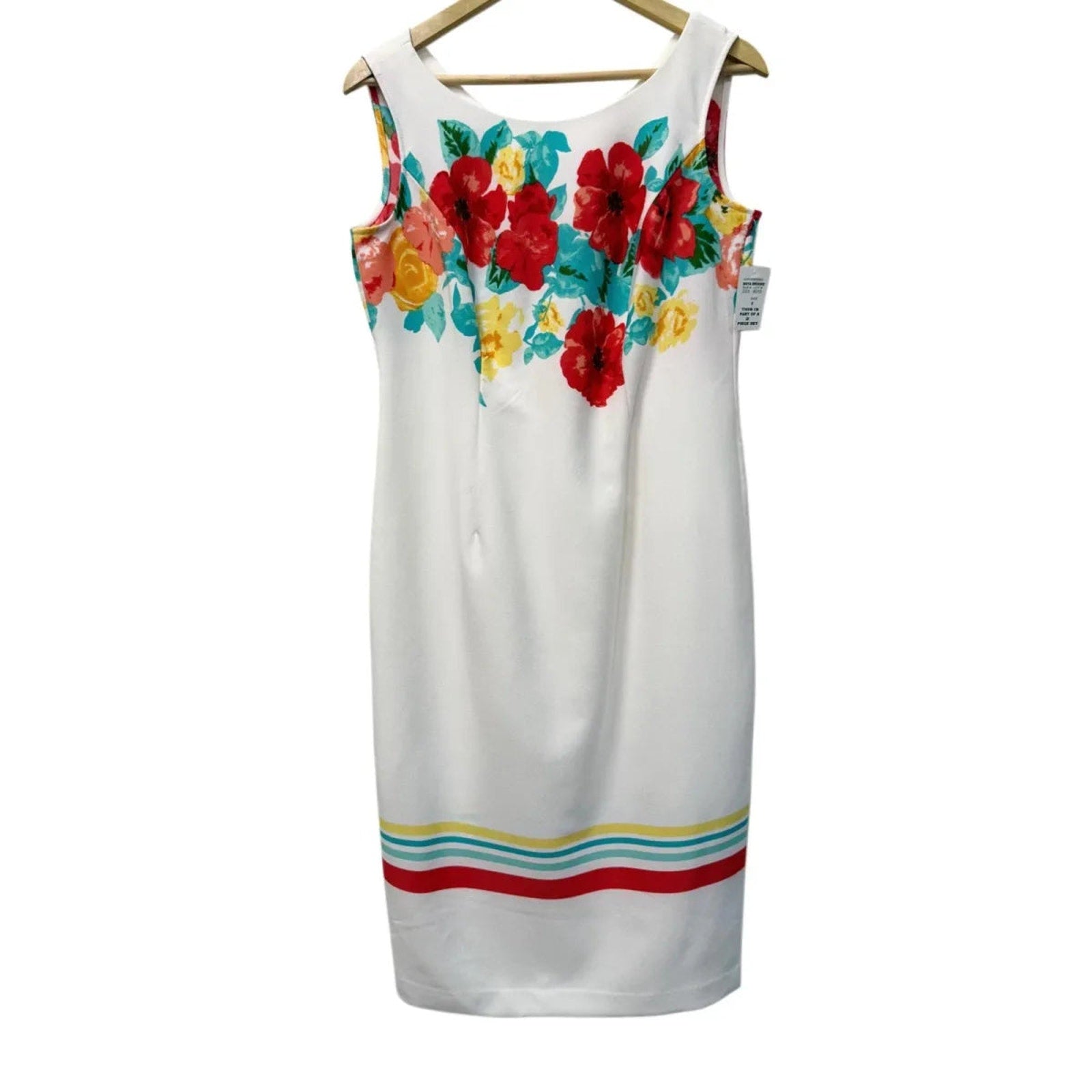 Maya Brooke Floral Sheath Dress with Red Bolero Jacket Set