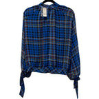 NY&C Blue Tartan Plaid Long Sleeve Blouse