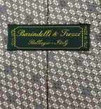 Barindelli & Trezzi Silk Tie Beige Silver Geometric - label