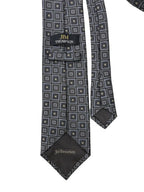 Jim Thompson Silk Tie Gray Black Concentric Square Pattern - back