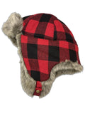 Eddie Bauer Buffalo Plaid Faux Fur Trapper Hat - front