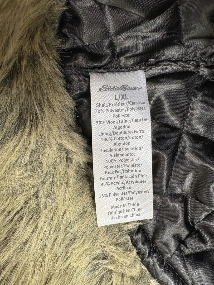 Eddie Bauer Buffalo Plaid Faux Fur Trapper Hat - tag