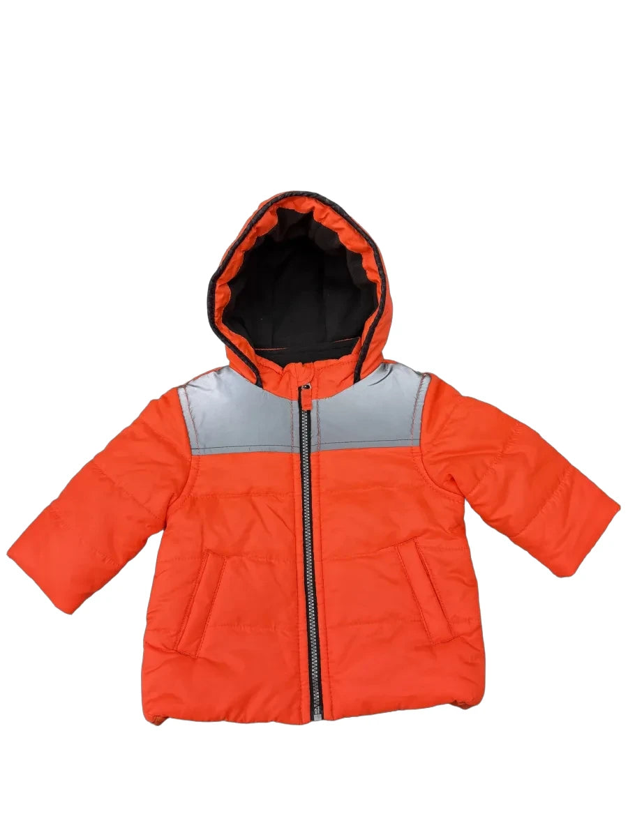 Carter's Puffer Hooded Baby Jacket Orange Gray - front