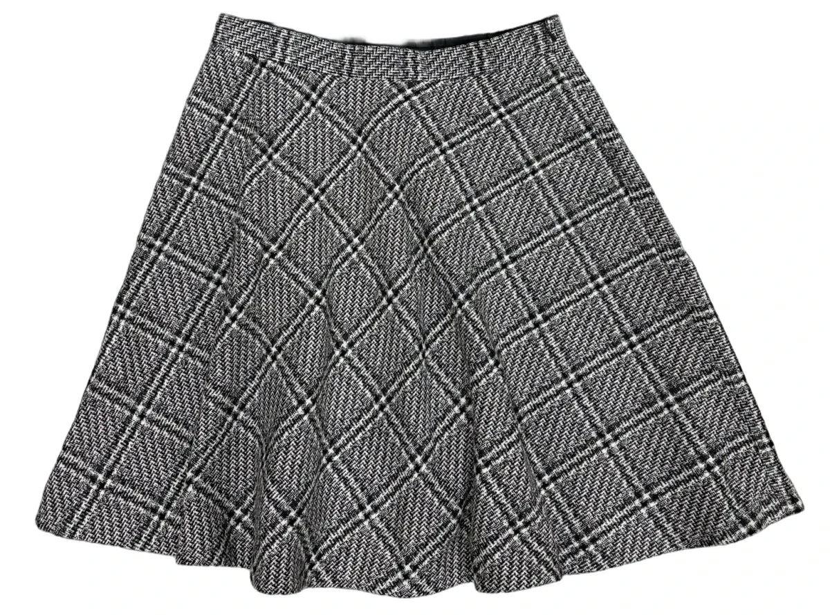 Brooks Brothers 346 Glen Plaid Wool Blend A-Line Skirt Black - front
