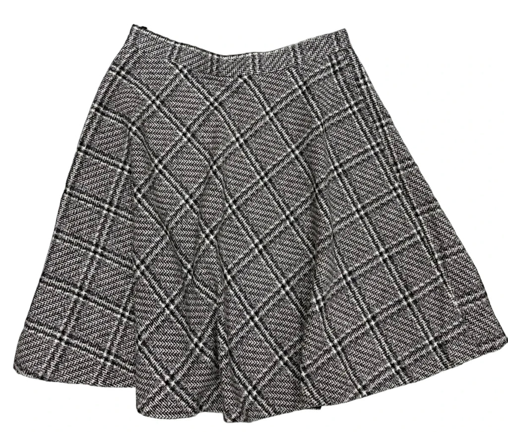 Brooks Brothers 346 Glen Plaid Wool Blend A-Line Skirt Black - back