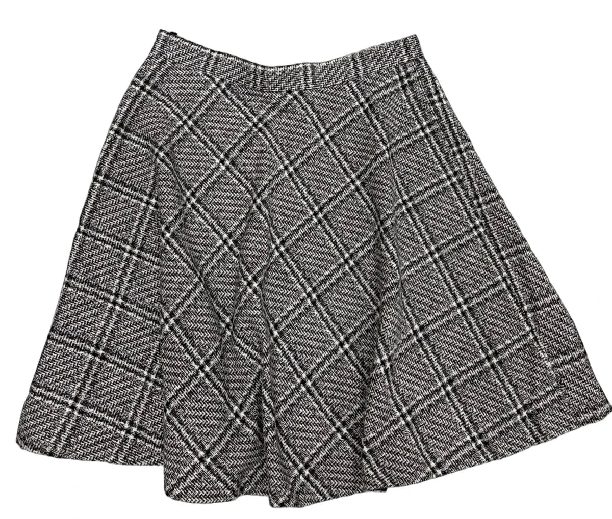 Brooks Brothers 346 Glen Plaid Wool Blend A-Line Skirt Black - back