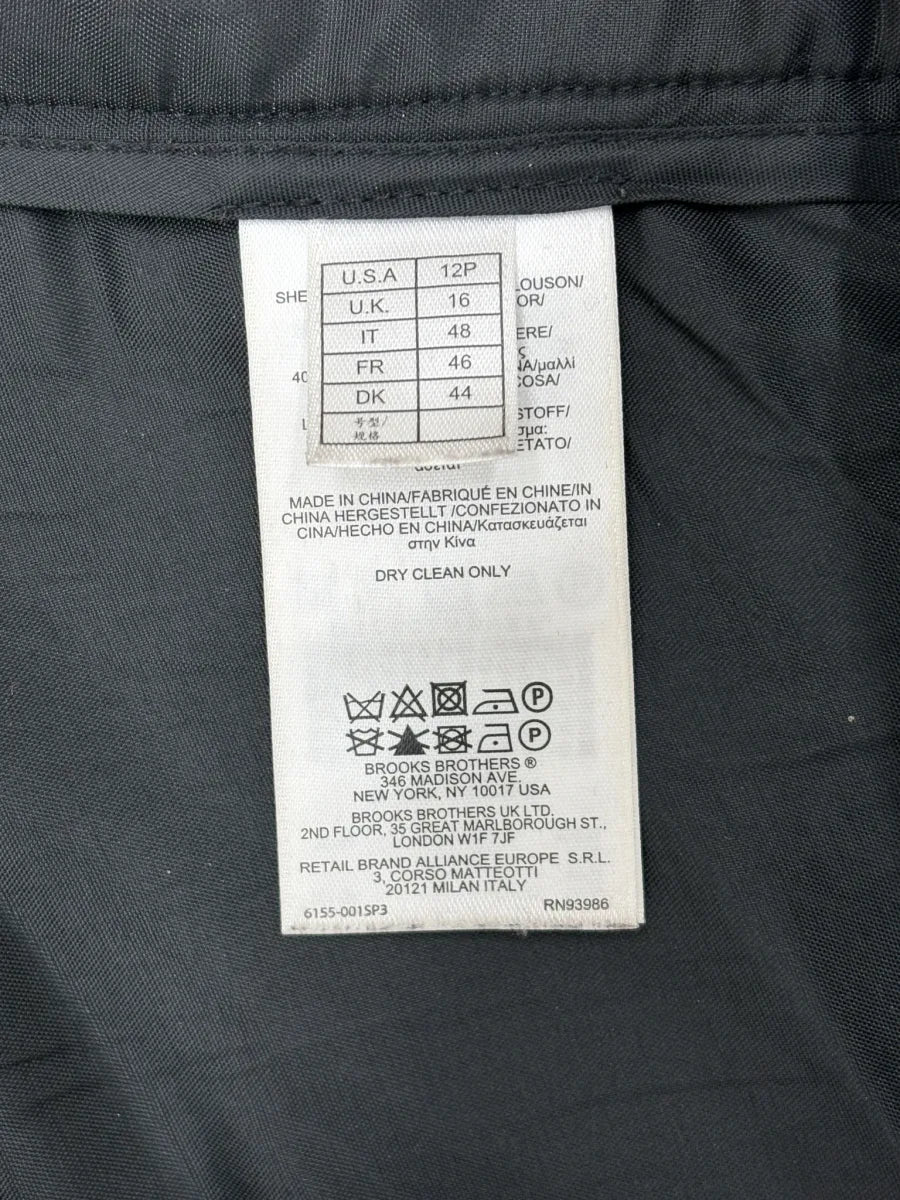 Brooks Brothers 346 Glen Plaid Wool Blend A-Line Skirt Black - tag