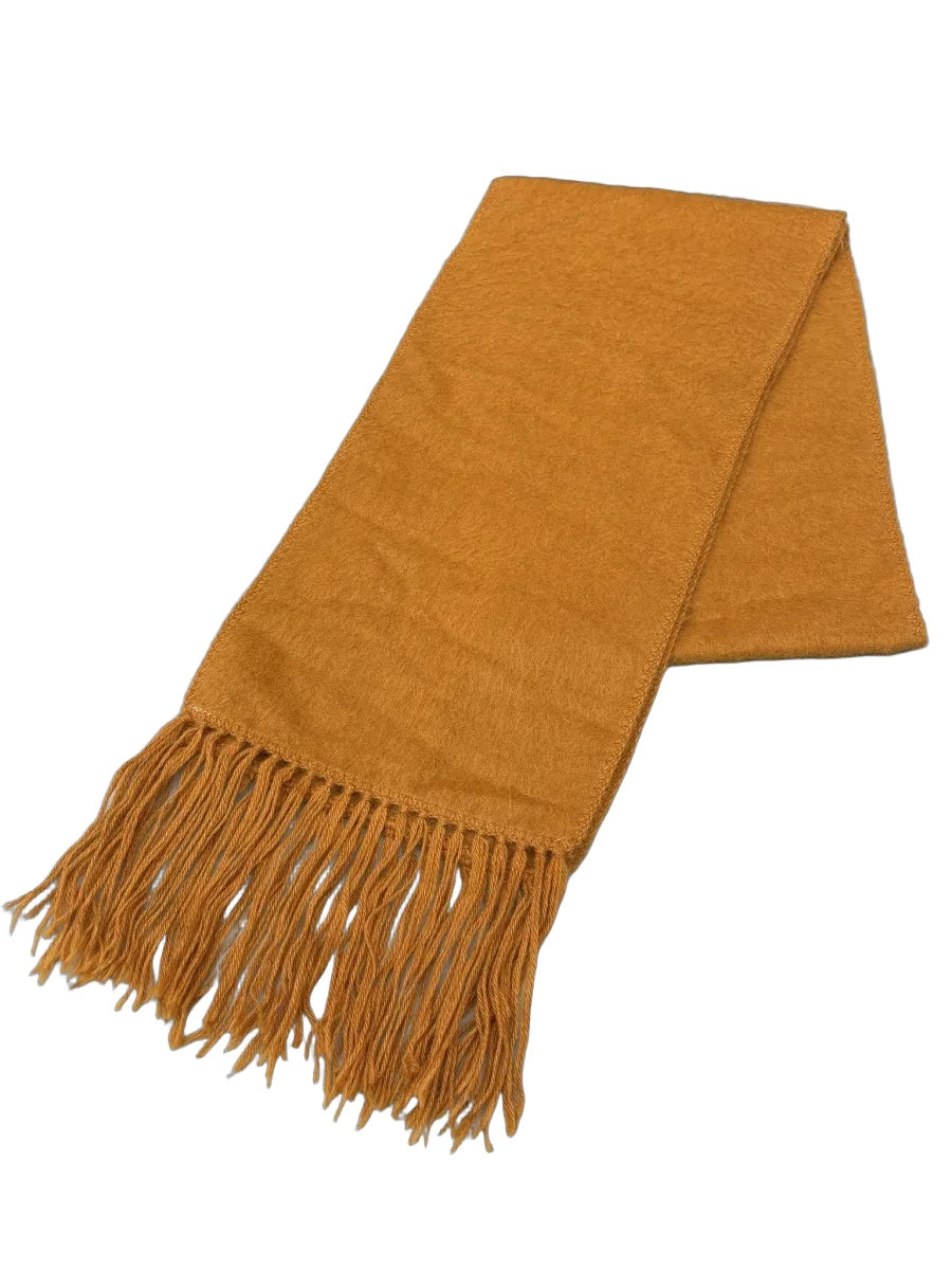 Soft Brushed Fringe Scarf Mustard Orange - front
