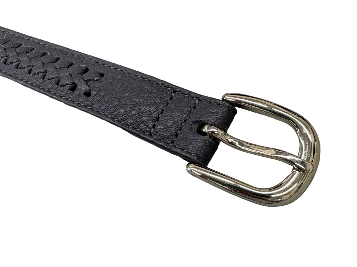 Talbots Braided Leather Belt Gold-Tone Buckle - detail