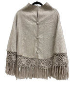 Alpaca Camargo Alpaca Blend Fuzzy Cape Crochet Trim - front