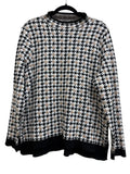 Adrianna Papell Houndstooth Knit Sweater Black - front