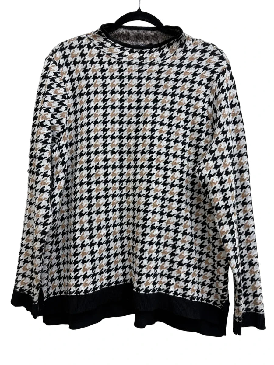 Adrianna Papell Houndstooth Knit Sweater Black - front