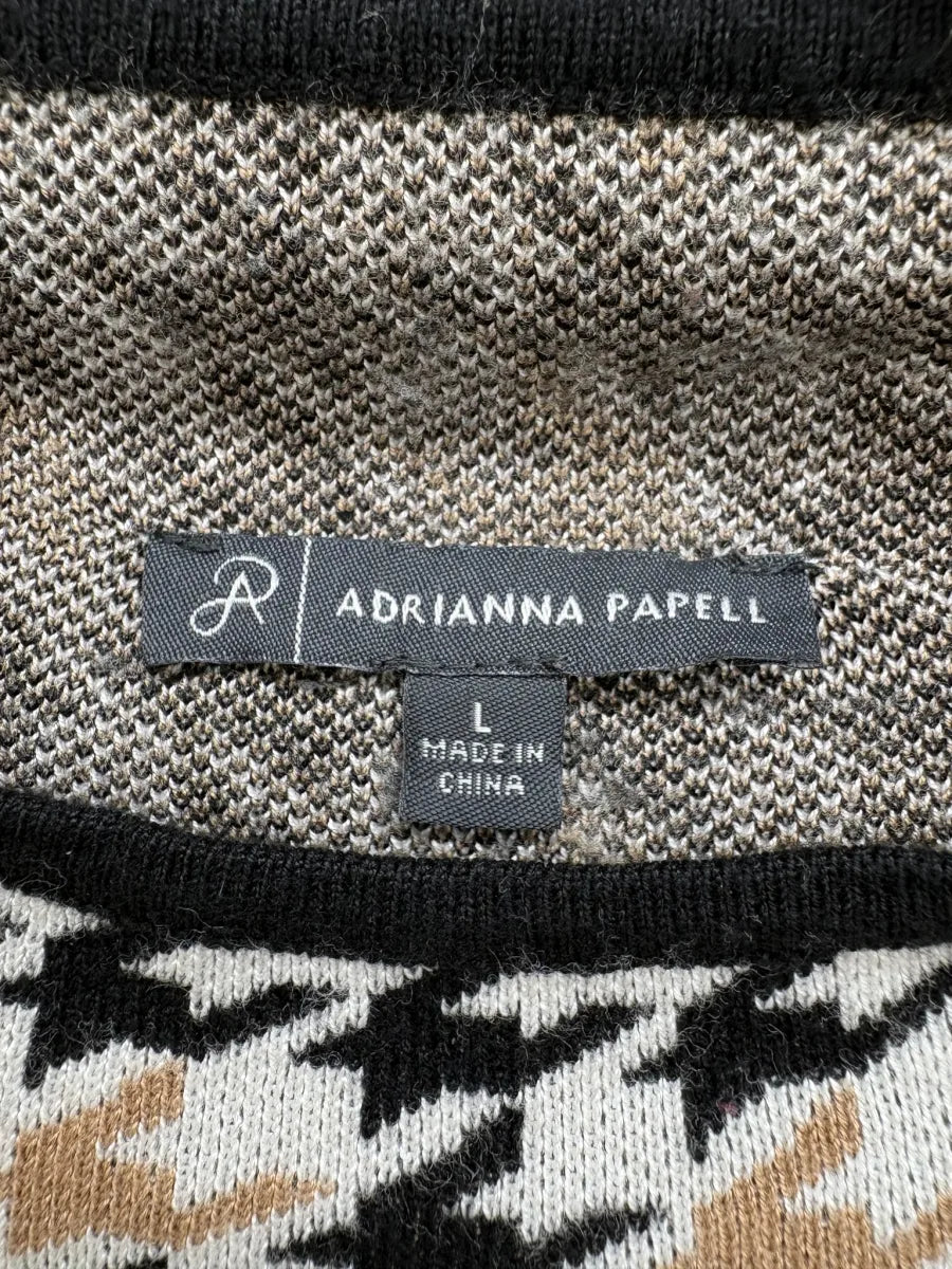 Adrianna Papell Houndstooth Knit Sweater Black - tag