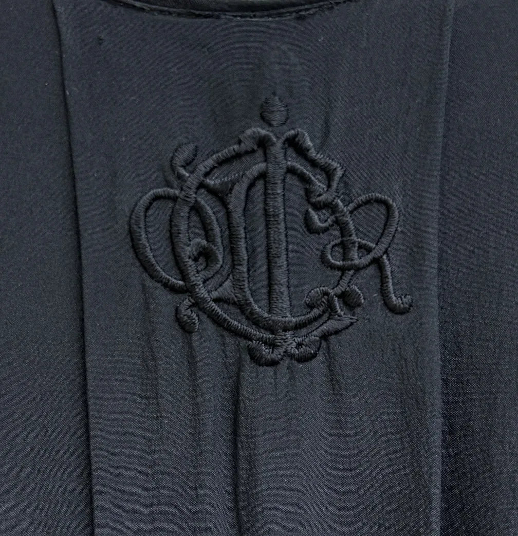Vintage Christian Dior Silk Short Sleeve Blouse Black - detail