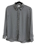Anne Klein Diagonal Stripe Long Sleeve Blouse Black - front
