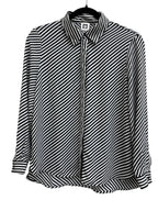 Anne Klein Diagonal Stripe Long Sleeve Blouse Black - front