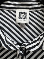 Anne Klein Diagonal Stripe Long Sleeve Blouse Black - tag