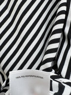 Anne Klein Diagonal Stripe Long Sleeve Blouse Black - label