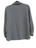 Anne Klein Diagonal Stripe Long Sleeve Blouse Black - back