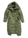 Orolay Long Quilted Puffer Coat Olive Green - front