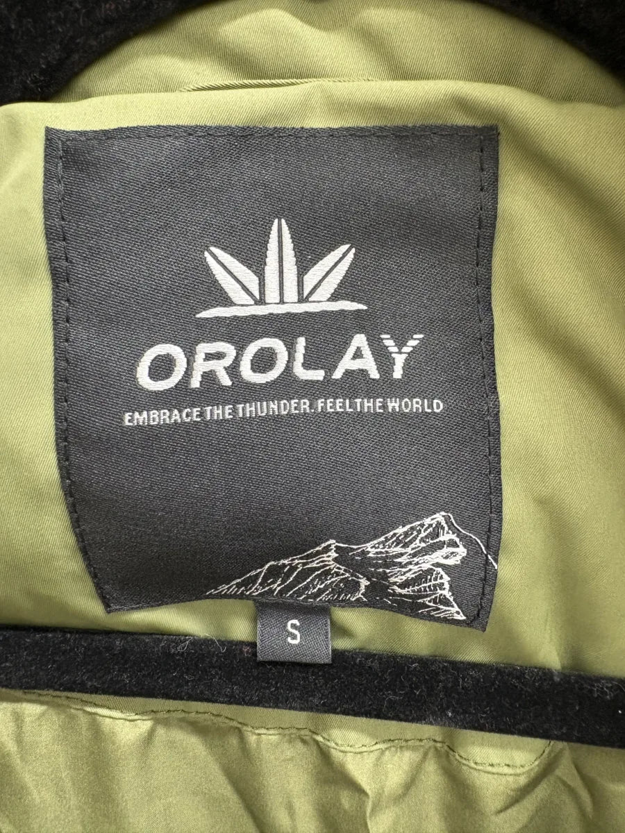 Orolay Long Quilted Puffer Coat Olive Green - tag