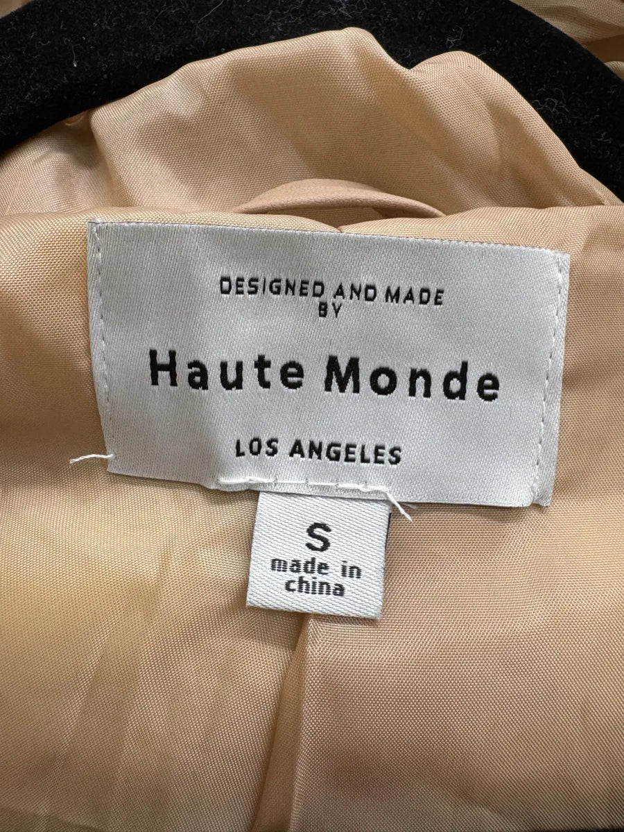 Haute Monde Faux Leather Belted Puffer Jacket Tan - tag