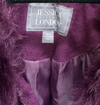 Jessica London Wool Blend Long Coat Faux Fur Collar - tag