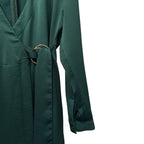 ZARA Emerald Green Satin Wrap Jumpsuit Size M New Without Tags